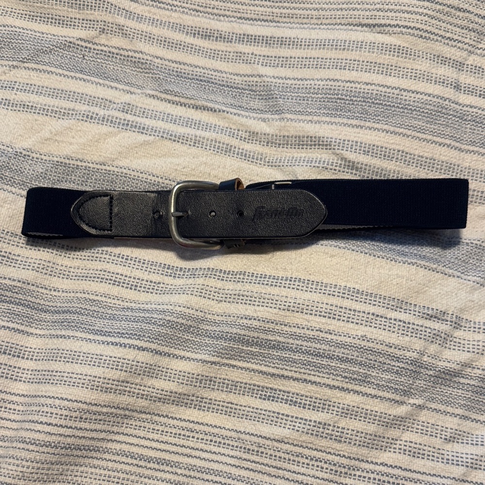 Men's Black Elastic Belt with Leather Accents